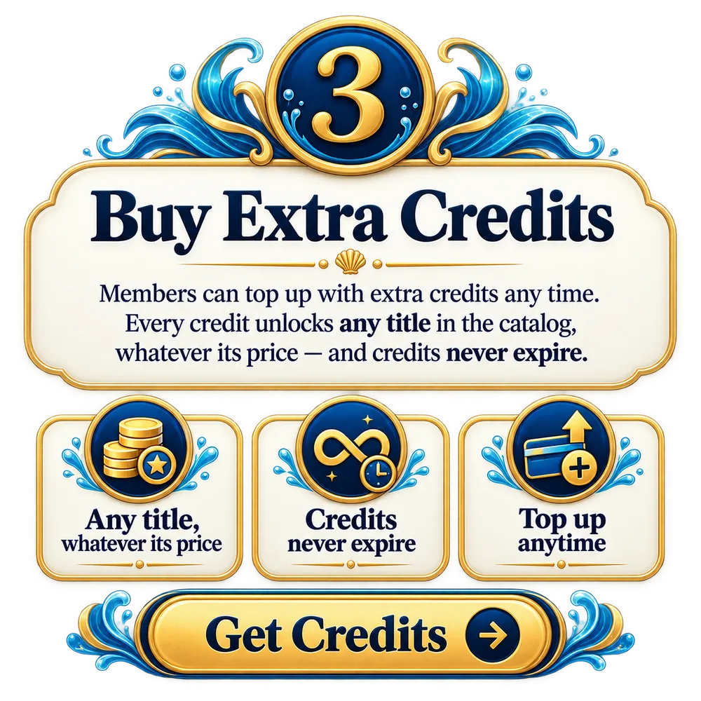 Buy extra credits: unlock any title whatever its price, credits never expire, top up anytime. Get credits.